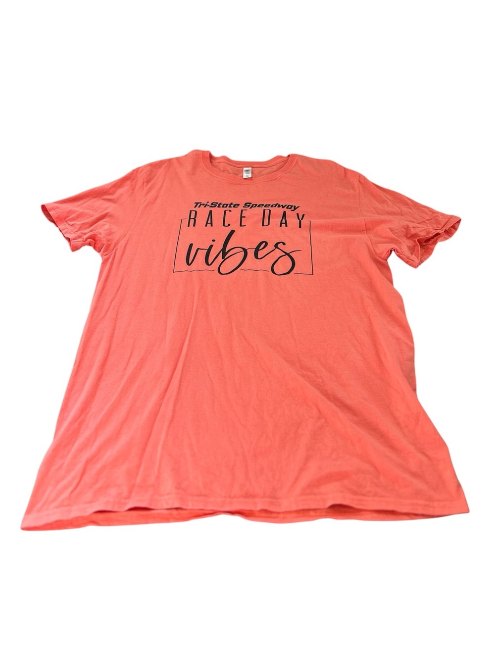 🆕Fruit of the Loom Coral "Race Day Vibes" Short Sleeve Tee